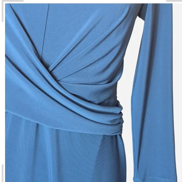 Pre-owned Lauren Ralph Lauren Elegant Blue Long Sleeve Dress - Picture 8 of 9